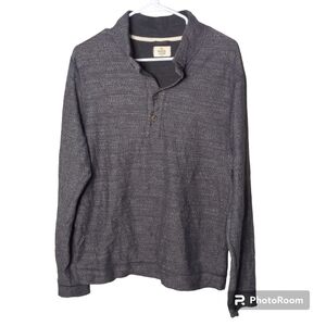 Marine Layer Clayton Textured Pullover 1/4 Button Down Charcoal Size Large